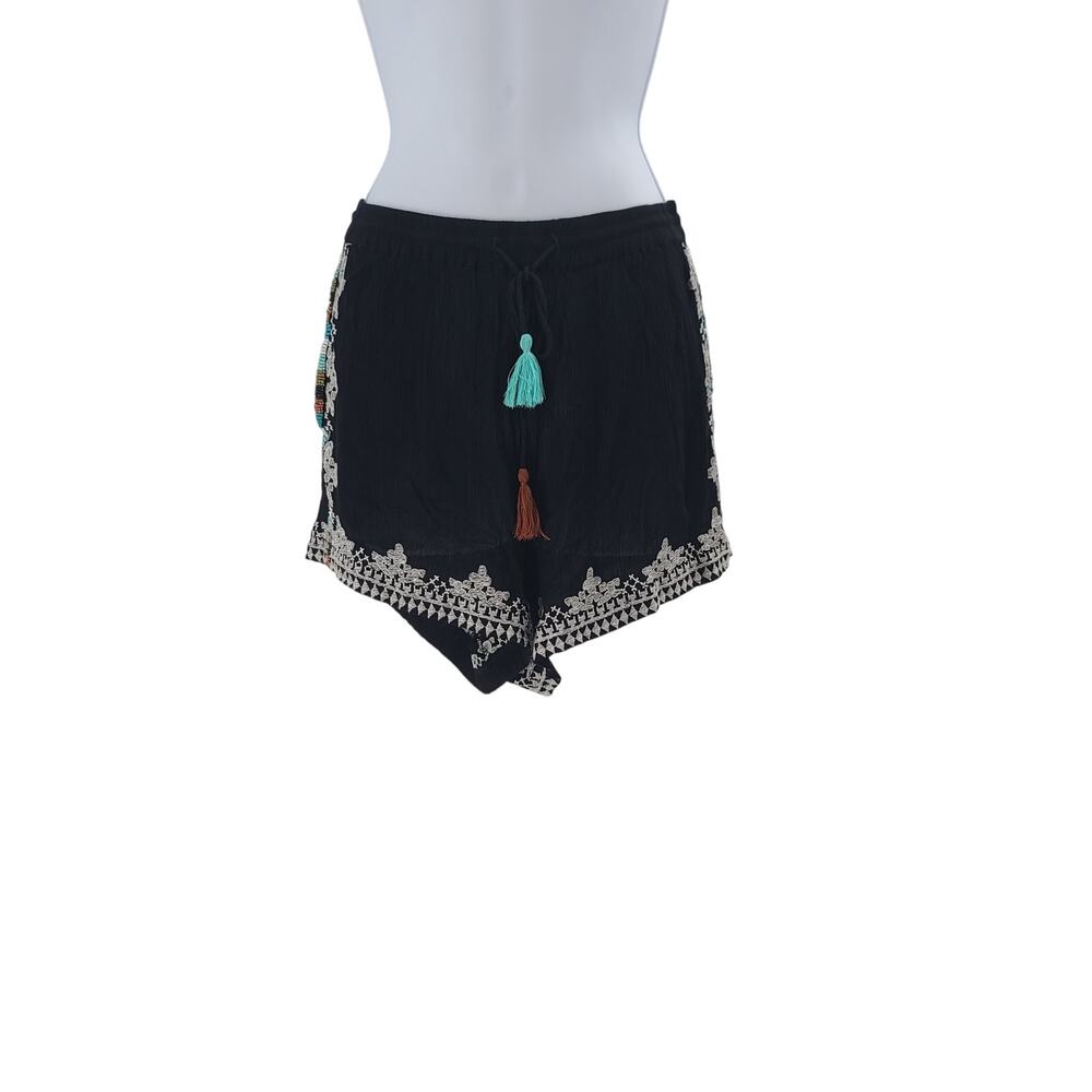Raga Embroidered Guaze beaded shorts black Sz XS Festival Resort wear boho chic - Picture 3 of 10